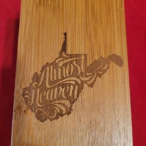 Wood Bamboo Utensil Kitchen Tool Box Holder West Virginia WV State Almost Heaven